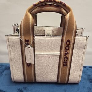 Coach Cream and Tan Tote Bag